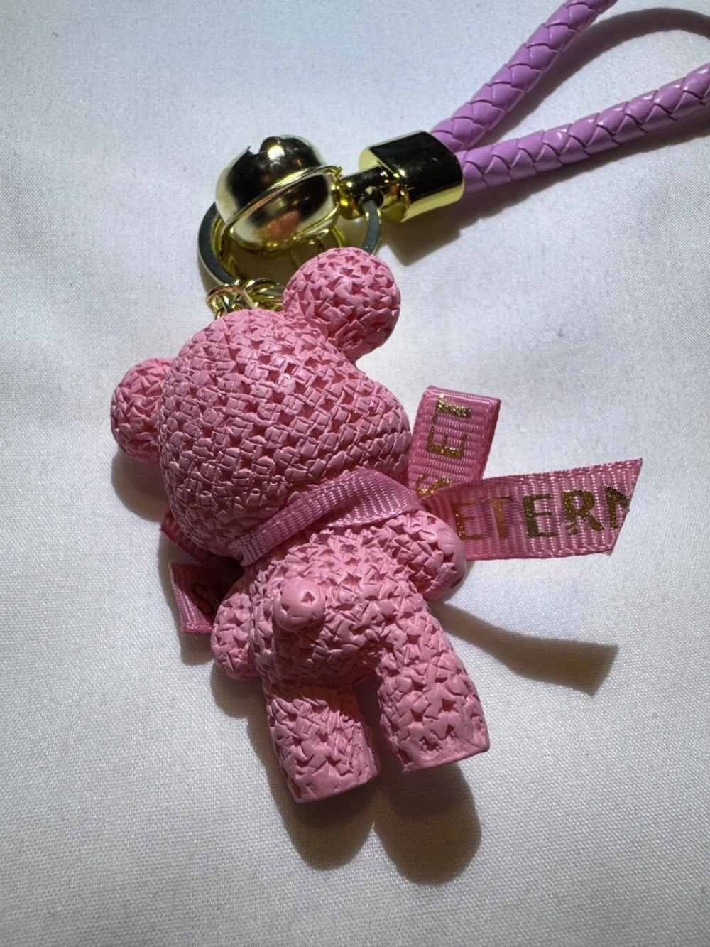 Love is Eternal Pink Bag Charm Keychain